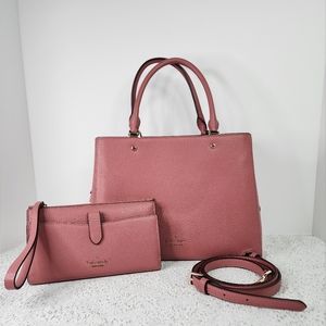 Kate Spade Leila Medium Triple Compartment Pebbled Leather with Wristlet Wallet